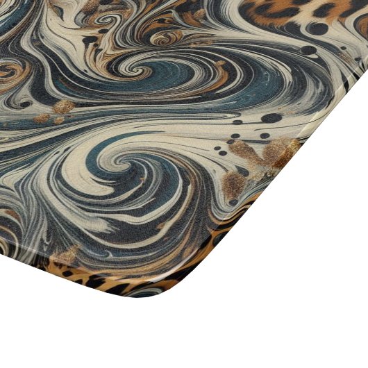 Abstract Leopard Print Swirl Snijplank (Hoek)