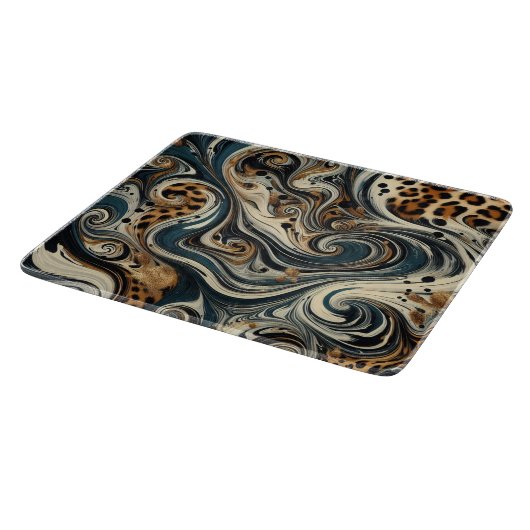 Abstract Leopard Print Swirl Snijplank (Hoek)