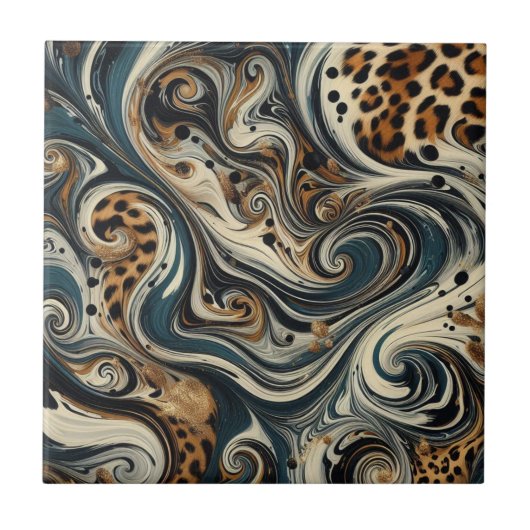 Abstract Leopard Print Swirl Tegeltje (Voorkant)