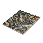 Abstract Leopard Print Swirl Tegeltje (Zijkant)