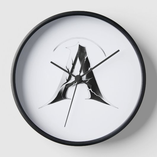 Abstract Letter A Black & White Modern Wall Clock (Voorkant)