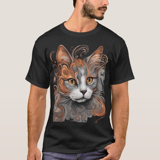 Abstract Leuk Dierlijk Grijs Kat T Shirt (Voorkant)