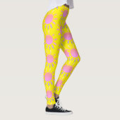 Abstract Leuk Kleurrijk Roze Zonnepatroon op Geel Leggings (Rechts)