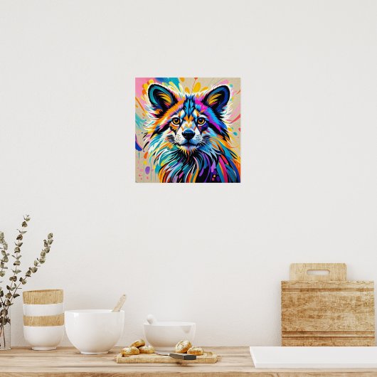 Abstract leuk leuk vrolijk dier kunst ontwerp vet poster (Keuken)