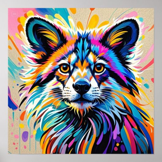 Abstract leuk leuk vrolijk dier kunst ontwerp vet poster (Voorkant)