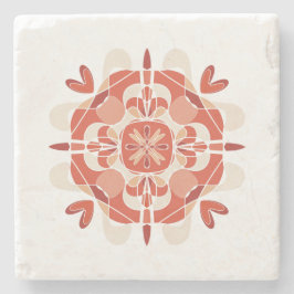 Abstract Leuke Rode Mandala Witte Achtergrond Stenen Onderzetter