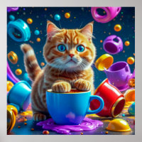 Abstract leven: koffie, katten en kleurrijke chaos