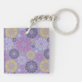 Abstract Levendig Bloemmotief Sleutelhanger (Achterkant)