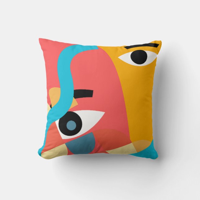 Abstract Levensecht Kunstgezicht  Kussen (Voorkant)