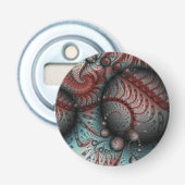 Abstract Levensechte Fantasie Fractale Kunst Bruin Button Flesopener (Voorkant)