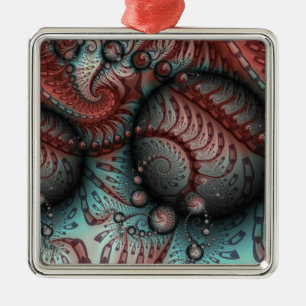 Abstract Levensechte Fantasie Fractale Kunst Bruin Metalen Ornament