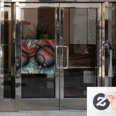 Abstract Levensechte Fantasie Fractale Kunst Bruin Raamsticker (Kantoordeur)