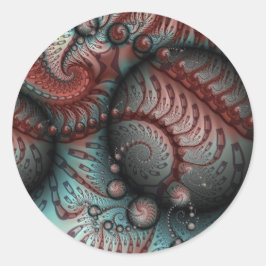 Abstract Levensechte Fantasie Fractale Kunst Bruin Ronde Sticker