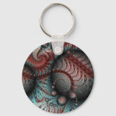 Abstract Levensechte Fantasie Fractale Kunst Bruin Sleutelhanger (Achterkant)