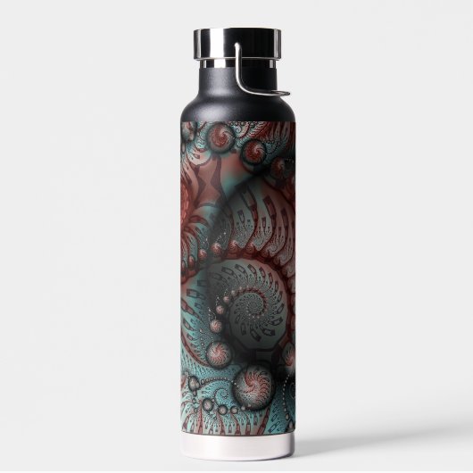 Abstract Levensechte Fantasie Fractale Kunst Bruin Waterfles (Links)