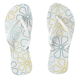 Abstract LG Flowers Teals Geel Limoen Wit Teenslippers
