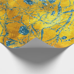 Abstract Lichaam Natuur Cellen Gouden Blauwe Oceaa Cadeaupapier