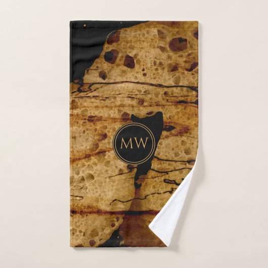 Abstract licht koper en zwart monogram bad handdoek (Handdoek)