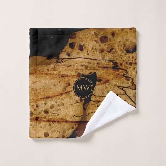 Abstract licht koper en zwart monogram bad handdoek (Wasdoekje)