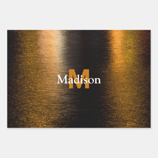 Abstract licht zee glanzend brons Monogram Inpakpapier Vel (Voorkant 2)