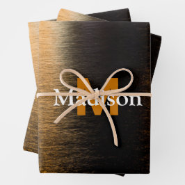 Abstract licht zee glanzend brons Monogram Inpakpapier Vel
