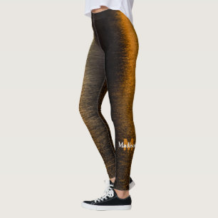 Abstract licht zee glanzend brons Monogram Leggings