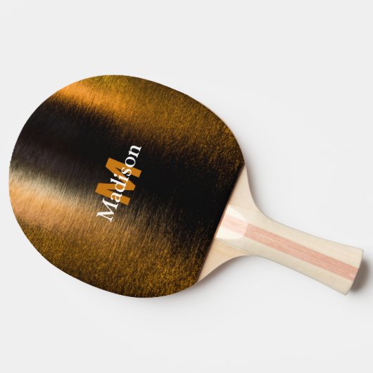 Abstract licht zee glanzend brons Monogram Tafeltennisbatje (Zijkant)