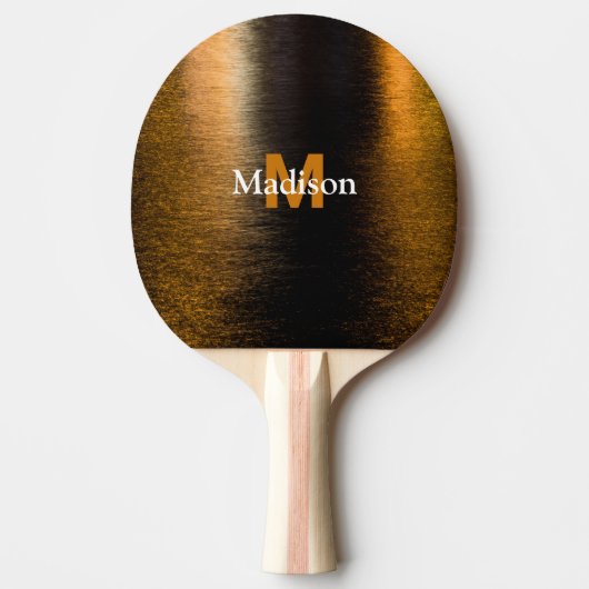 Abstract licht zee glanzend brons Monogram Tafeltennisbatje (Voorkant)