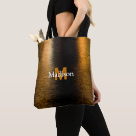 Abstract licht zee glanzend brons Monogram Tote Bag