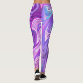 Abstract lichtblauw Paars vloeibaar zwijn Leggings (Achterkant)