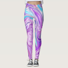 Abstract lichtblauw Paars vloeibaar zwijn Leggings