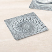 Abstract lichtgrijs fractal kartonnen onderzetters (Schuin)