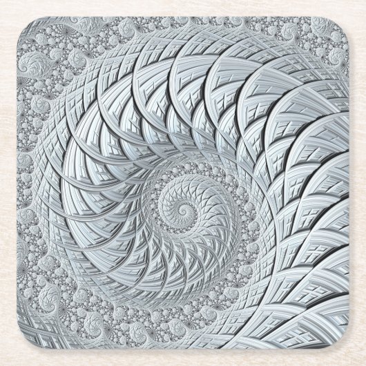 Abstract lichtgrijs fractal kartonnen onderzetters (Voorkant)