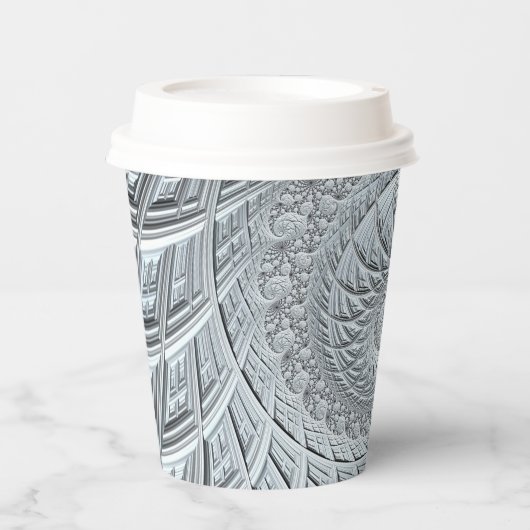 Abstract lichtgrijs fractal papieren bekers (Voorkant)