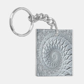 Abstract lichtgrijs fractal sleutelhanger (Voorkant Links)