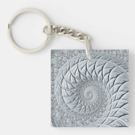 Abstract lichtgrijs fractal sleutelhanger