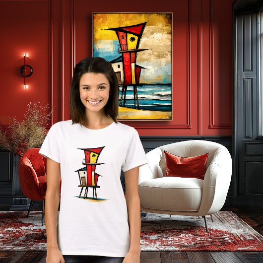 Abstract Lifeguard Tower | Expressionist Art  T-shirt