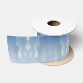 Abstract Light Blue en White Cloud Pattern Satijnen Lint