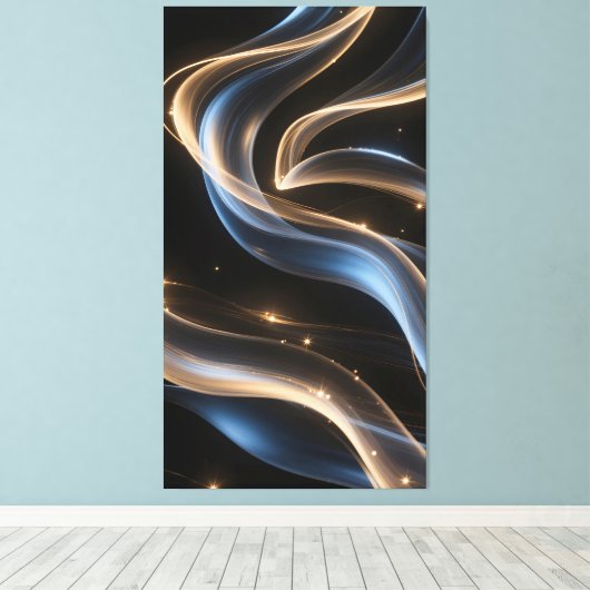Abstract light trails move slowly in waves canvas afdruk (Insitu (Houten vloer))
