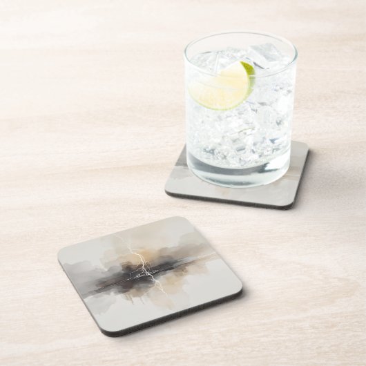 Abstract Lightning in Neutrals Print Bier Onderzetter (Rechterzijde)