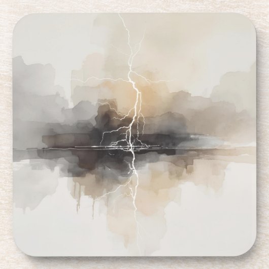 Abstract Lightning in Neutrals Print Bier Onderzetter (Voorkant)