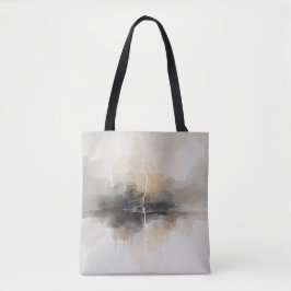 Abstract Lightning in Neutrals Print Tote Bag