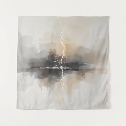 Abstract Lightning in Neutrals Print Wandkleed (Voorkant)