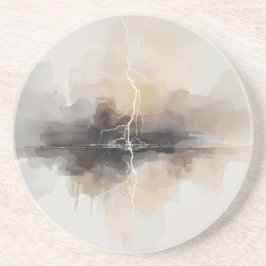 Abstract Lightning in Neutrals Print Zandsteen Onderzetter