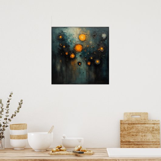 Abstract lights in the dark Ai art design Poster (Keuken)