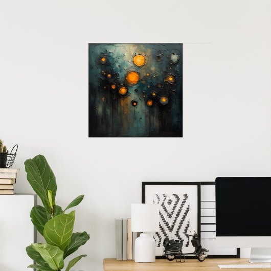 Abstract lights in the dark Ai art design Poster (Thuiskantoor)