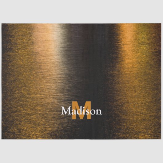 Abstract lights sea shiny bronzed Monogram Tissuepapier (Voorkant)