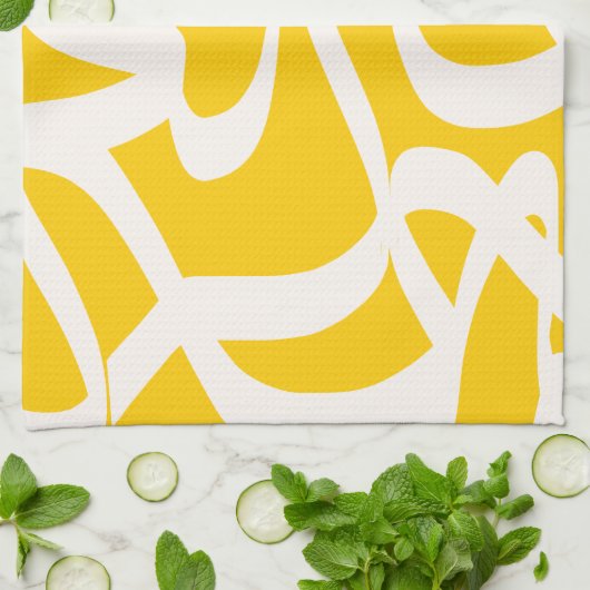 Abstract lijngeel theedoek (Gevouwen)