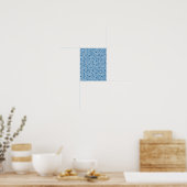 Abstract lijnpatroon blauw poster (Keuken)