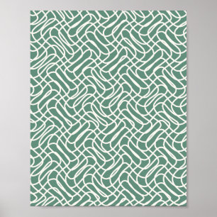 Abstract lijnpatroon groen poster